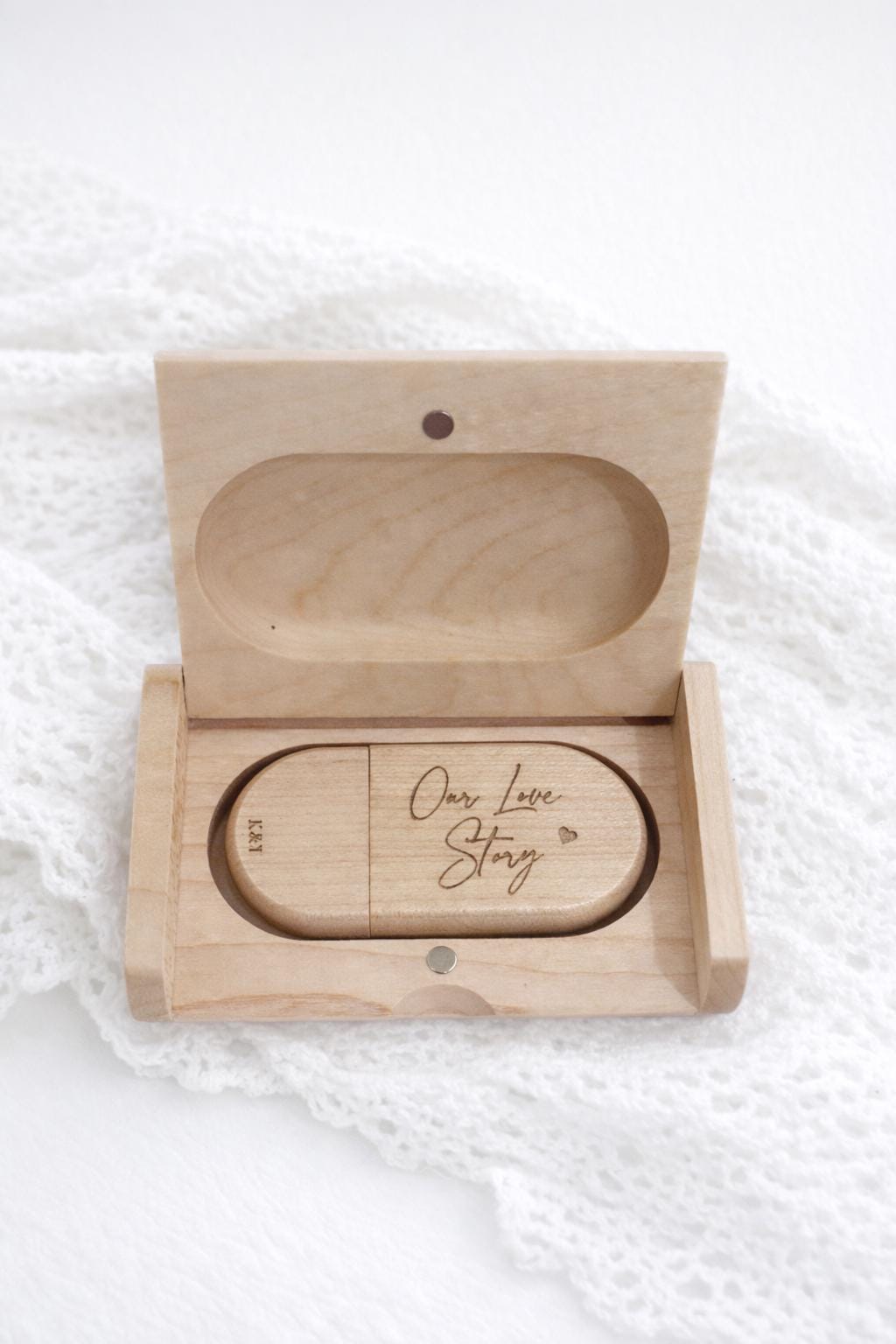 Personalised Wooden Wedding USB & Box - Wood