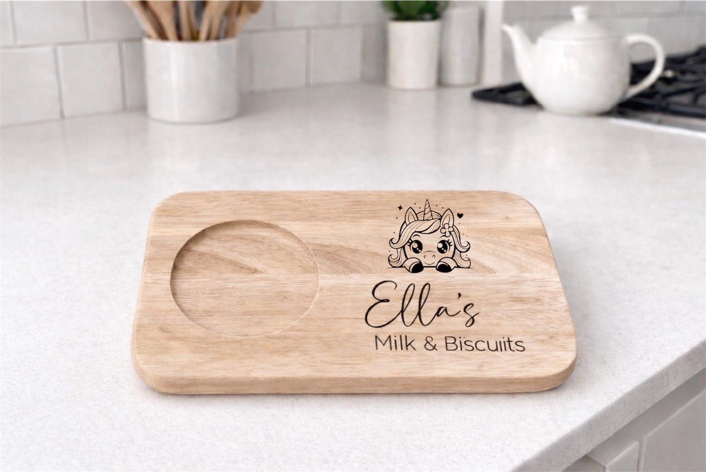Personalised Milk and Cookies Board - Unicorn