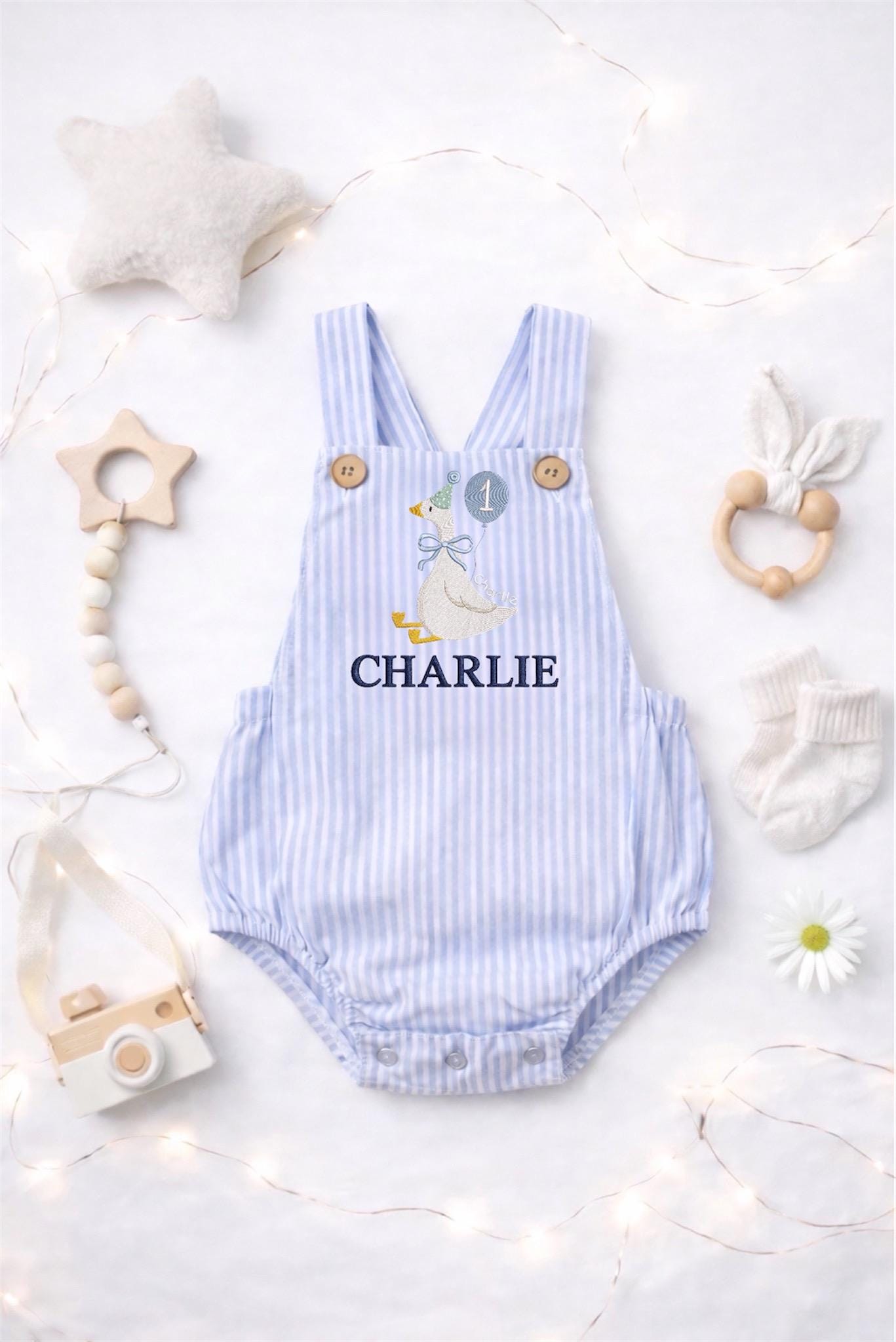 Personalised I am one birthday romper - Goose 2