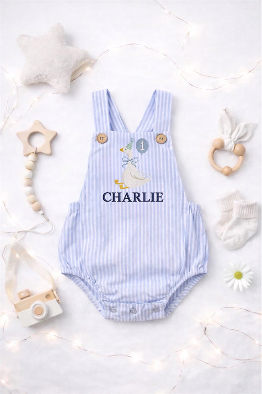 Personalised I am one birthday romper - Goose 2
