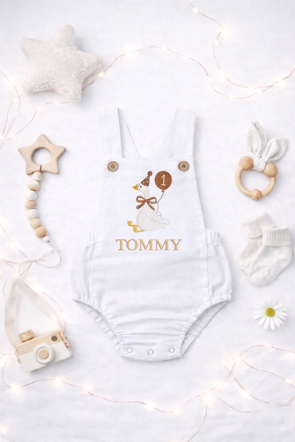 Personalised I am one birthday romper - Goose 2