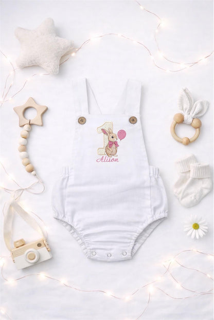 Personalised I am one birthday romper - Rabbit