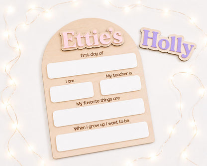 Personalised Reusable First & Last Day of School Memory Board