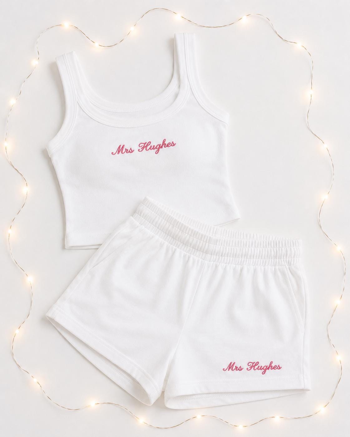 Bride embroidered vest and short set