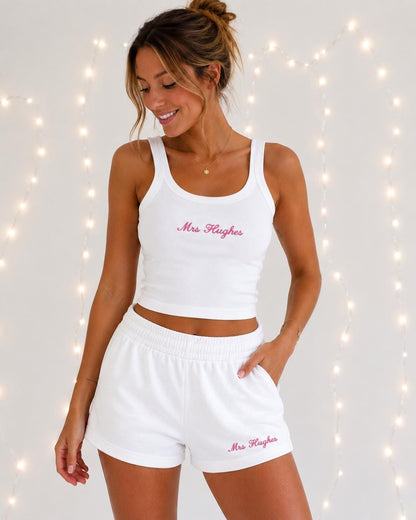 Bride embroidered vest and short set