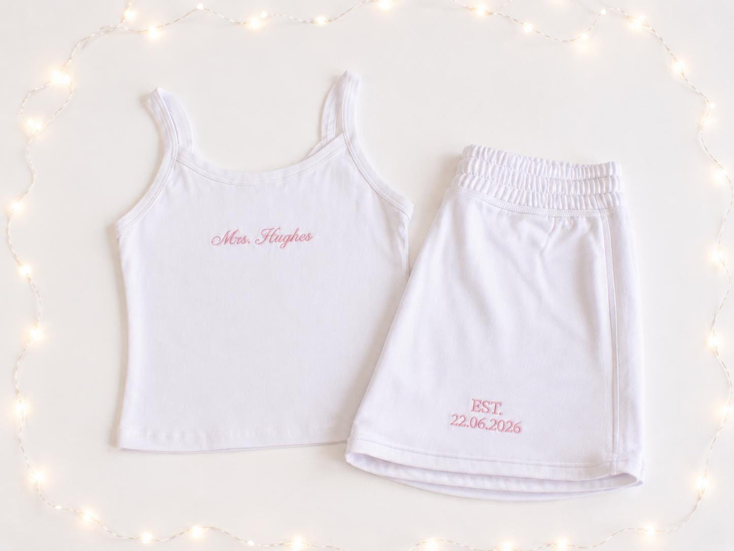 Bride embroidered vest and short set