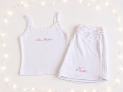 Bride embroidered vest and short set