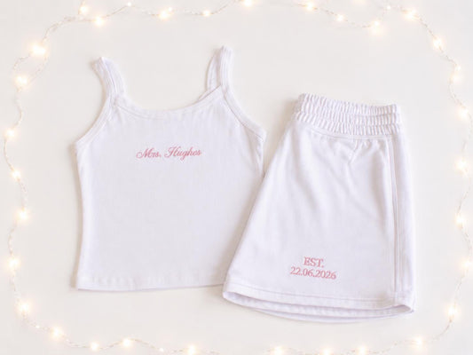 Bride embroidered vest and short set