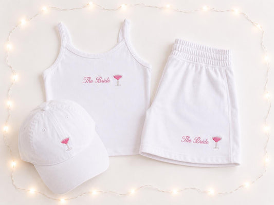 Bride embroidered vest and short set: