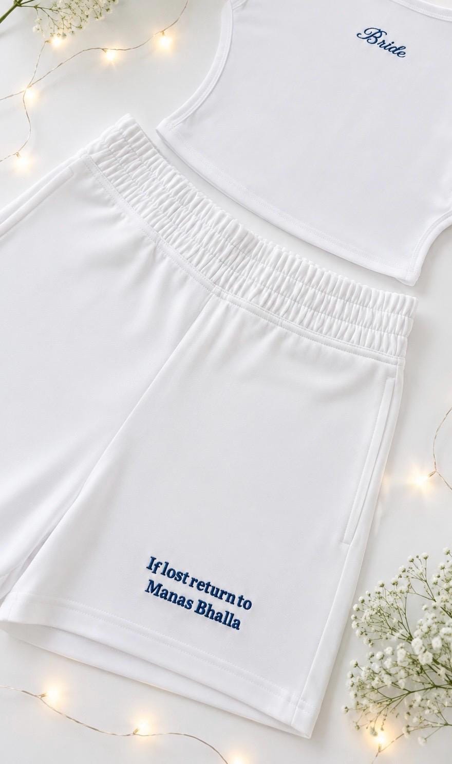 Bride embroidered vest and short set