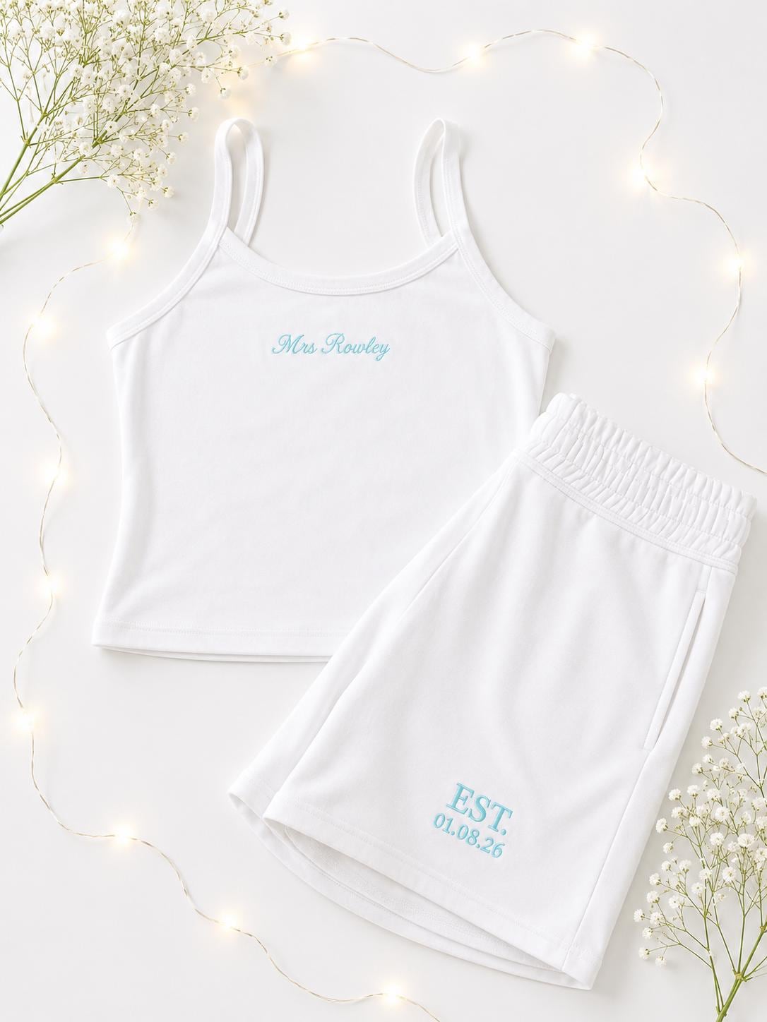 Bride embroidered vest and short set