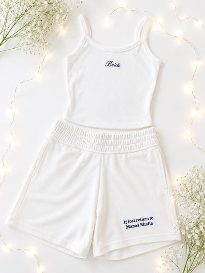 Bride embroidered vest and short set