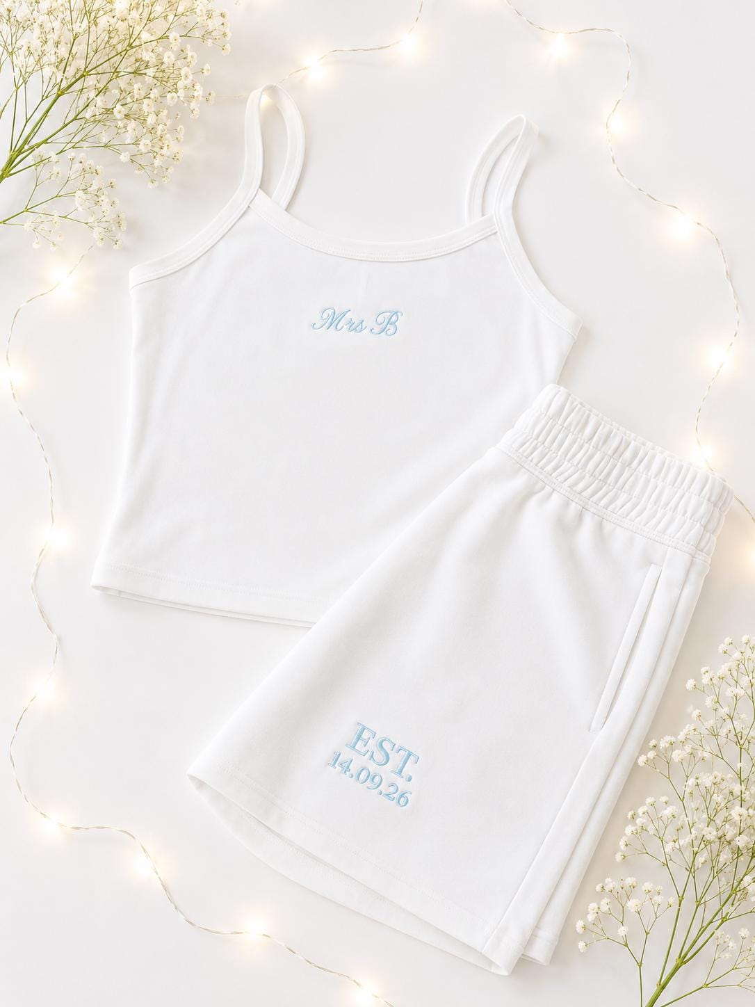 Bride embroidered vest and short set